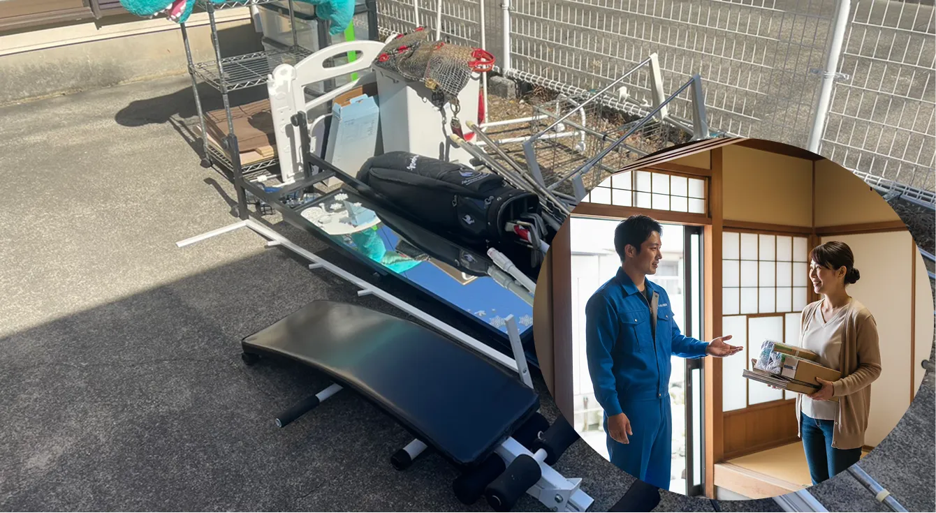 大型家具と回収作業の様子